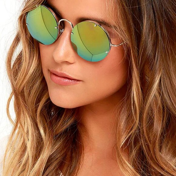 Spitfire Poolside Round Silver and Green Sunglasses Mirrored Unisex Festival NEW - Picture 2 of 9